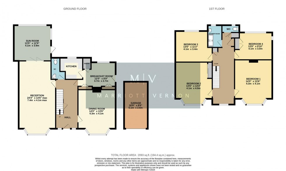 Floorplan for Great Woodcote Park, Purley